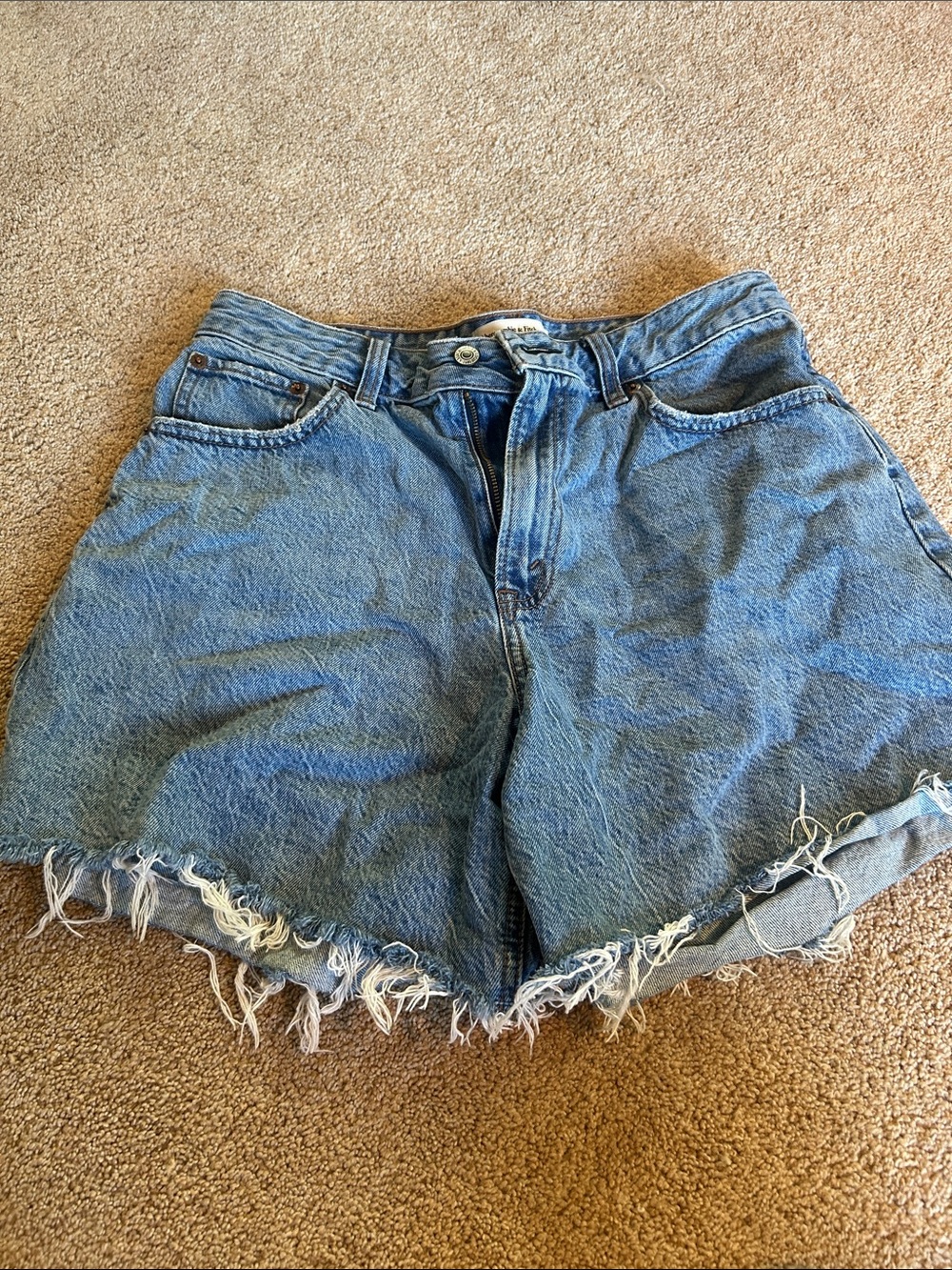 Abercrombie & Fitch Light Blue Distressed Denim Shorts